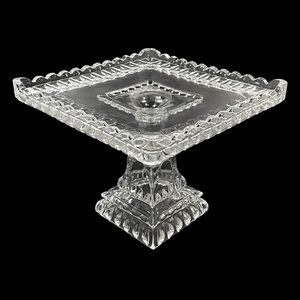 Antique 1890s Adam & Company Crystal Wedding Square Cake Stand Clear EAPG